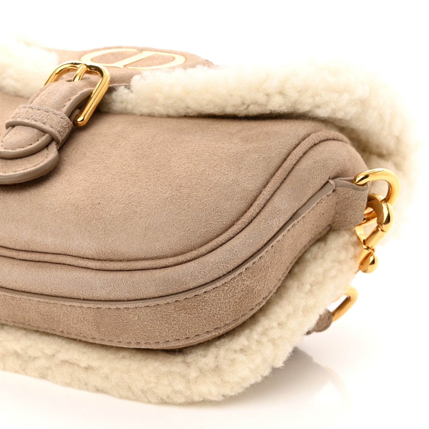 Christian Dior Suede Shearling Small Bobby Flap Beige 9 of 9