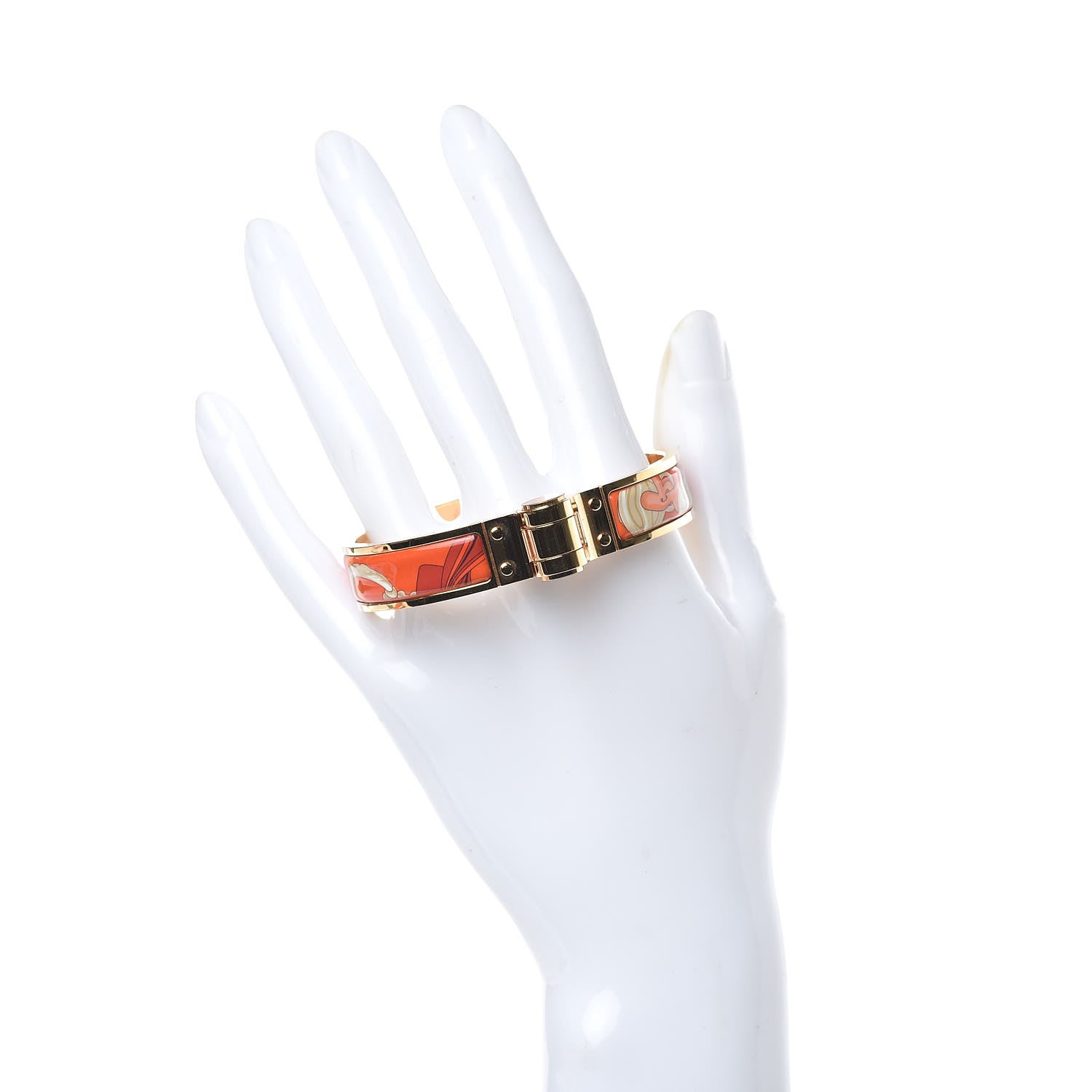Hermes Enamel Printed Narrow Charniere Brides De Gala Hinged Bracelet S 2 of 8