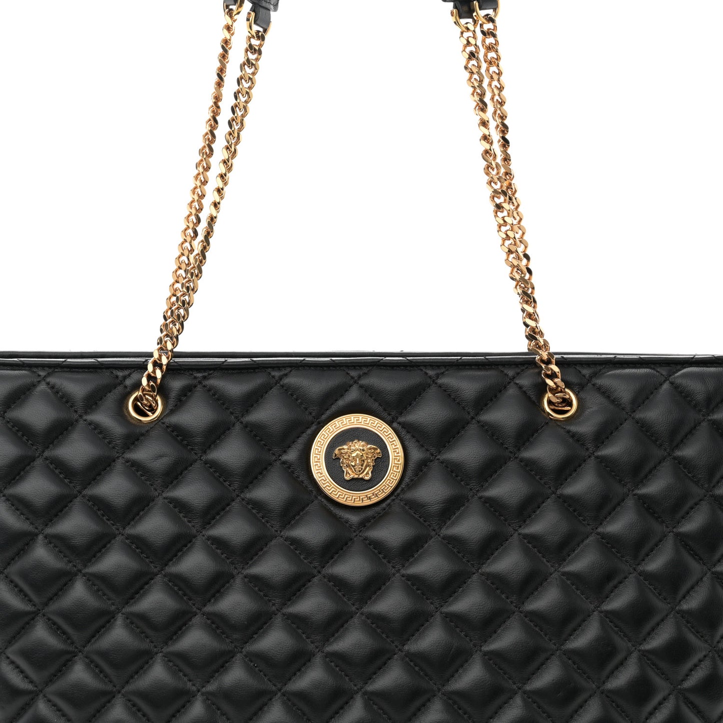Nappa Quilted La Medusa Chain Tote Black