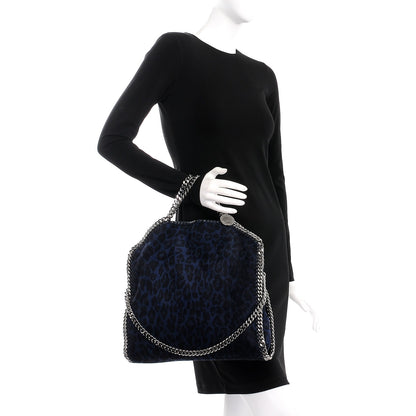 Stella McCartney Shaggy Deer Leopard Print Falabella Fold Over Tote Blue Sapphire 2 of 7