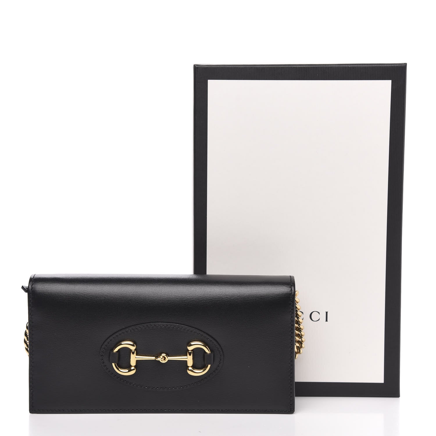 Gucci Boarded Plutone Calfskin Horsebit 1955 Wallet On Chain Black 10 of 10