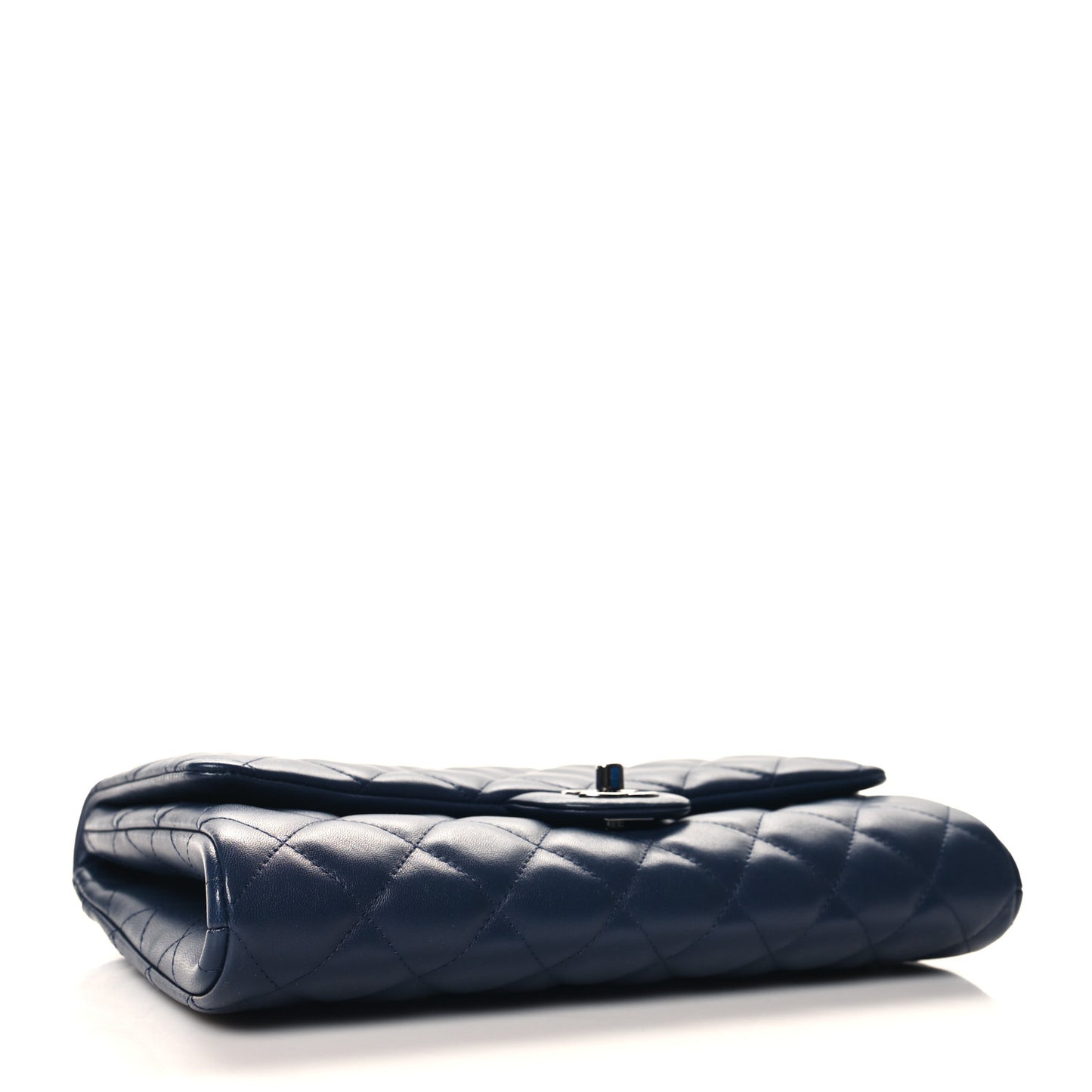 Lambskin Quilted Clutch with Chain Flap Navy