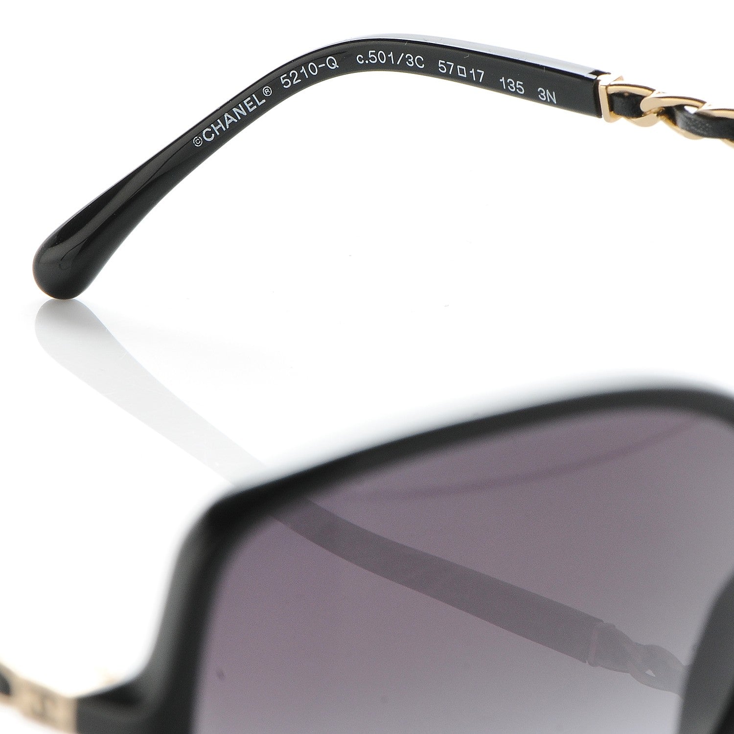 Chanel Lambskin Square Chain Sunglasses 5210-Q Black 5 of 9