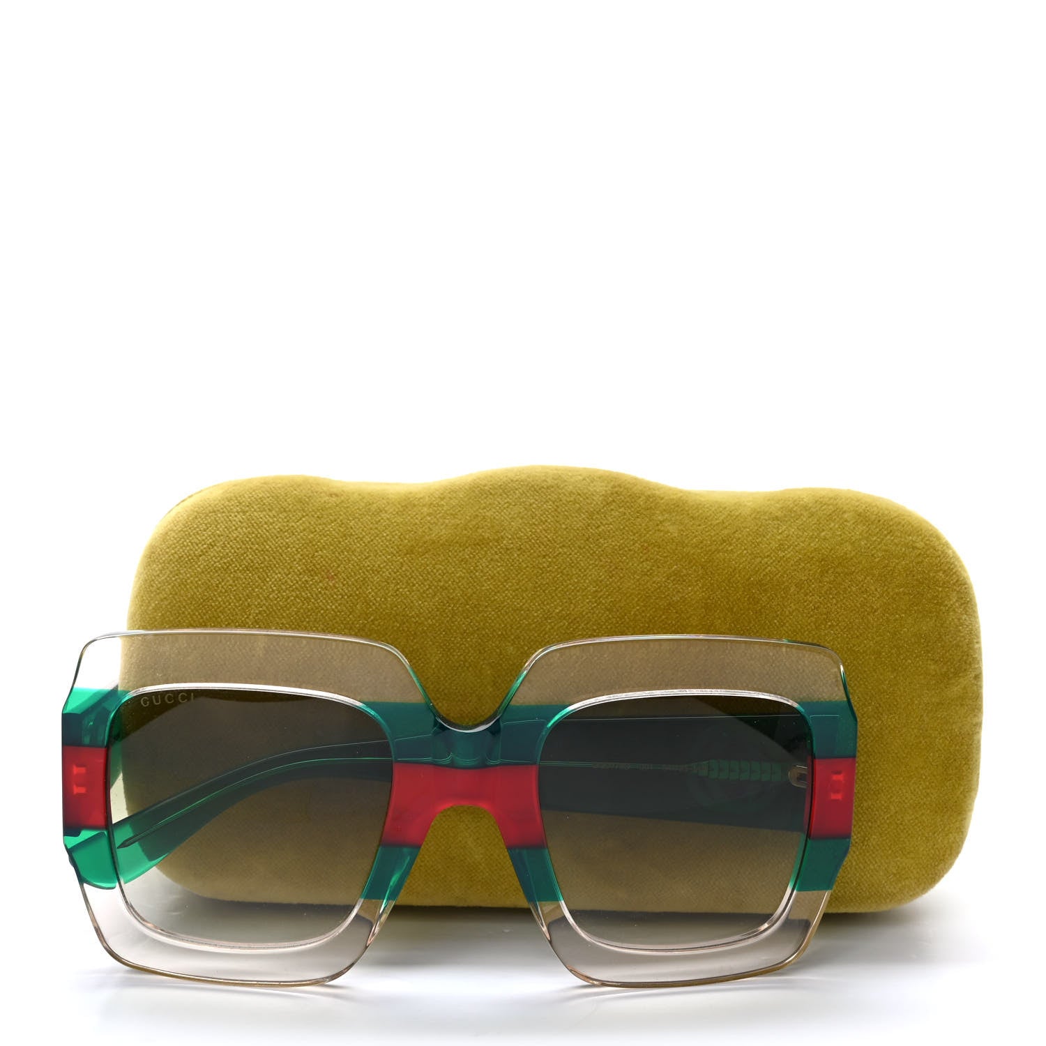 Gucci Square Web Frame GG0178S Sunglasses Green Red 8 of 8
