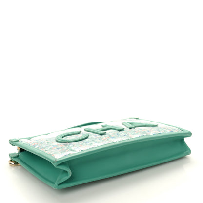 Chanel Tweed Lambskin PVC Quilted Wristlet Pouch Green 4 of 7