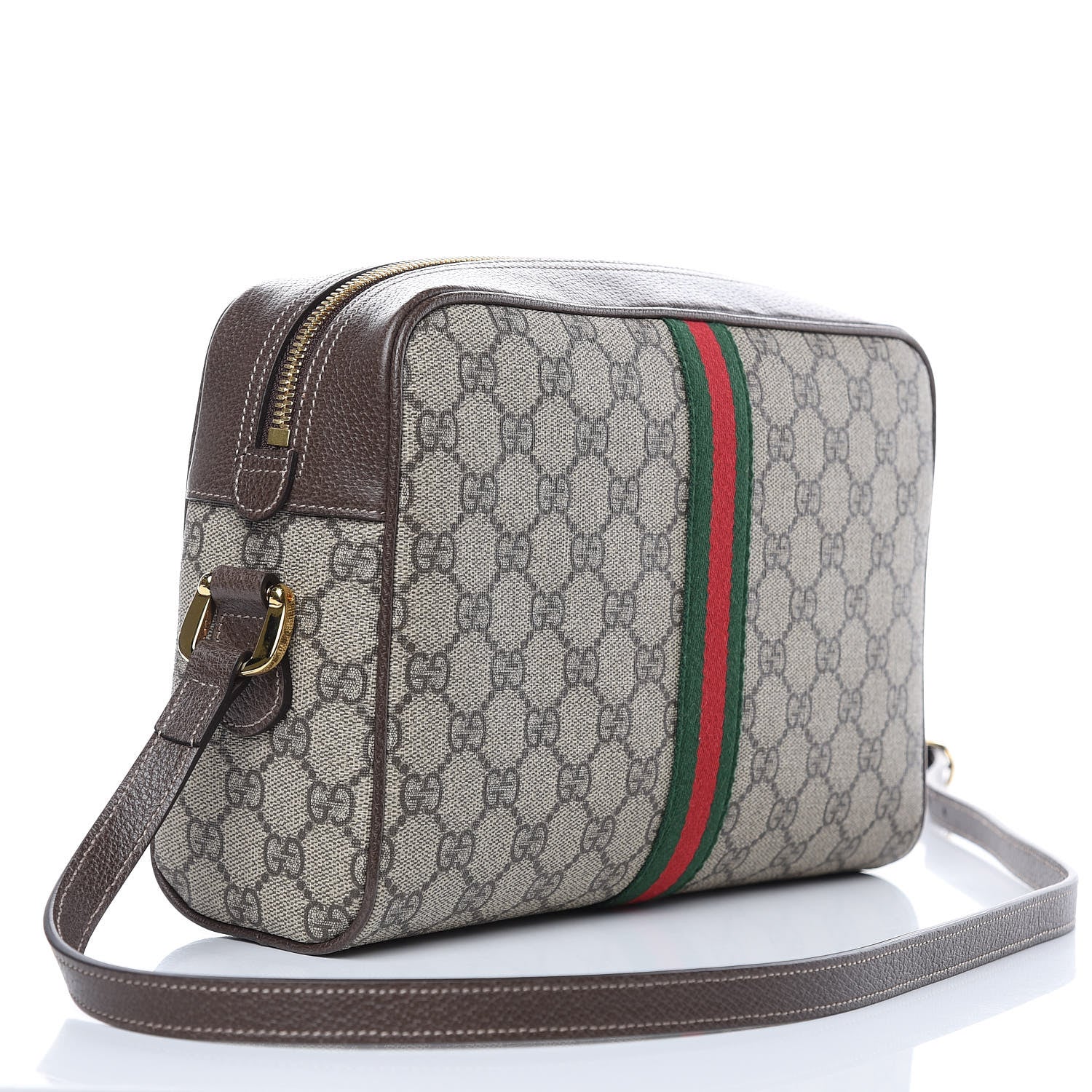 Gucci GG Supreme Monogram Web Small Ophidia Shoulder Bag Brown 3 of 9