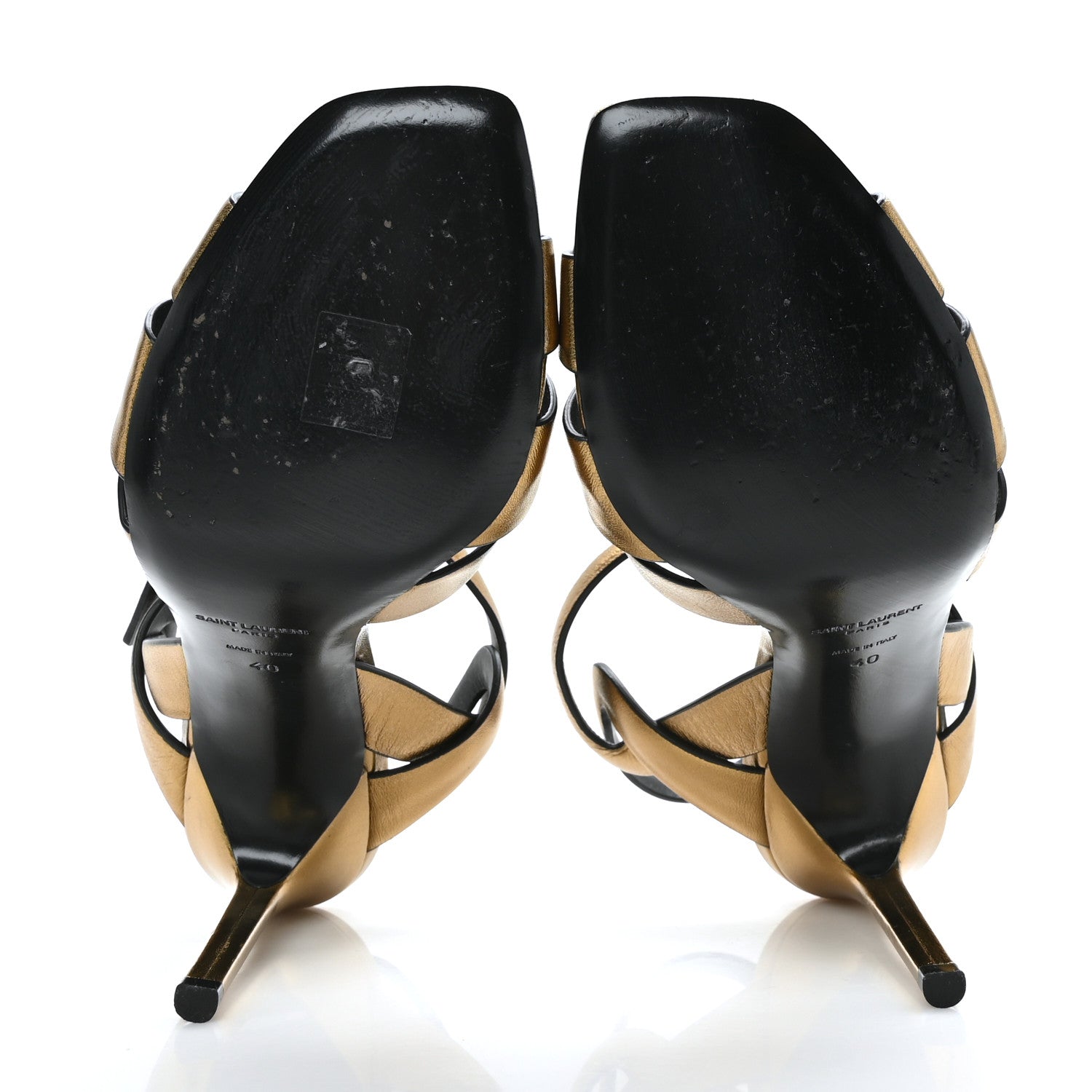 Saint Laurent Metallic Calfskin Tribute 105 Sandals 40 Dark Gold 5 of 7