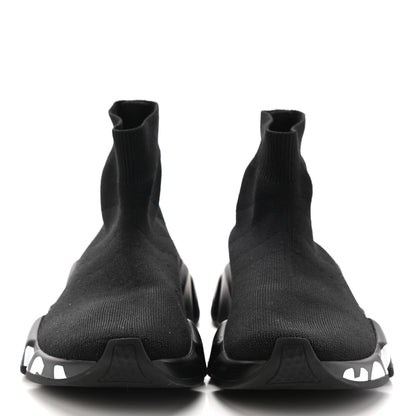 Balenciaga Neoprene Knit Womens Speed Graffiti Sneakers 36 Black White 2 of 10