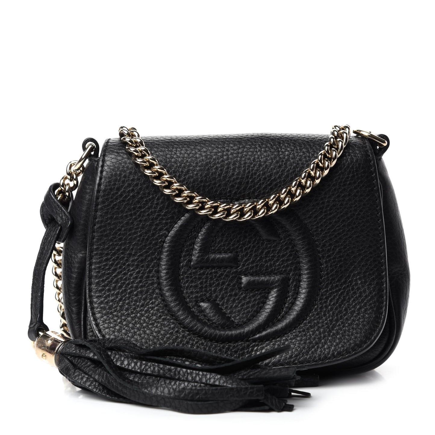 Pebbled Calfskin Small Soho Flap Crossbody Black
