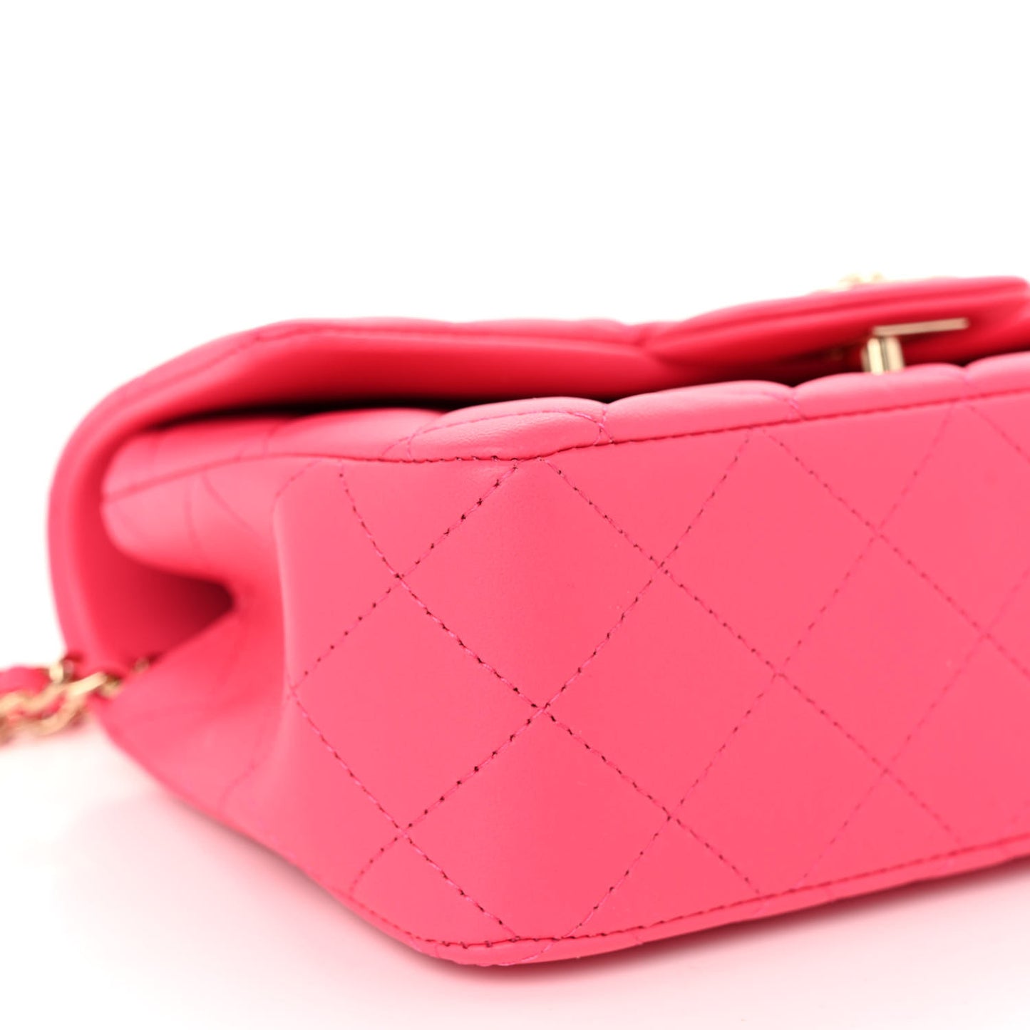 Lambskin Quilted Mini Top Handle Rectangular Flap Fuchsia