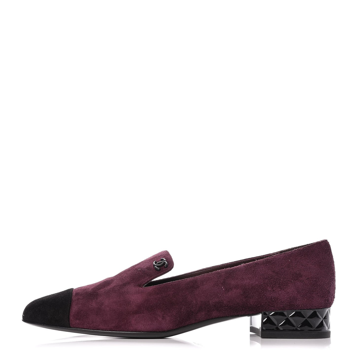 Suede Cap Toe Moccasin Loafers 38.5 Burgundy Black