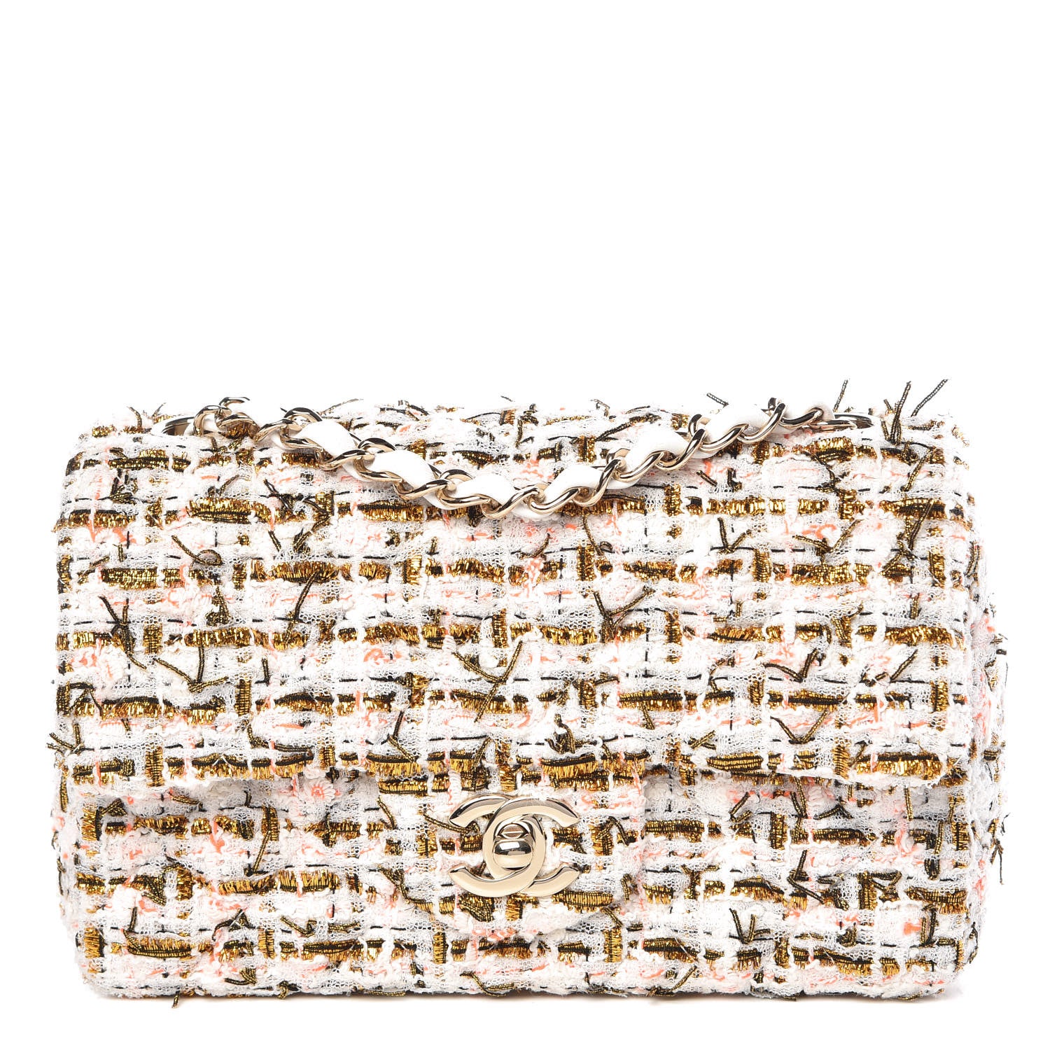 Chanel Tweed Quilted Mini Rectangular Flap White 1 of 11