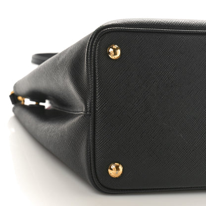 Prada Saffiano Cuir Medium Double Bag Black Fuoco 6 of 13