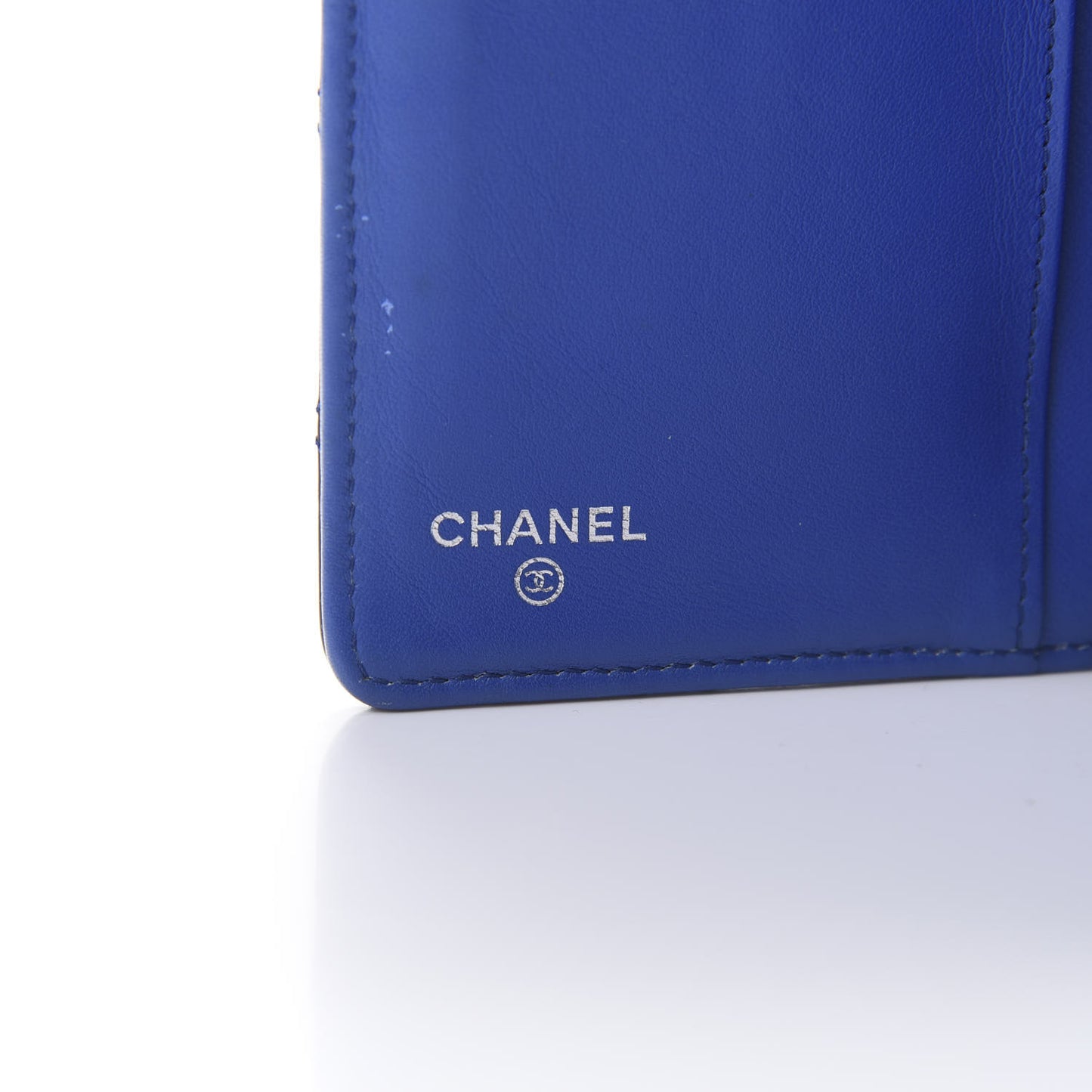 Patent Calfskin Quilted Yen Wallet Blue