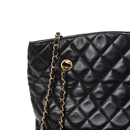 Chanel Lambskin Quilted Shopper Tote Black 7 of 9