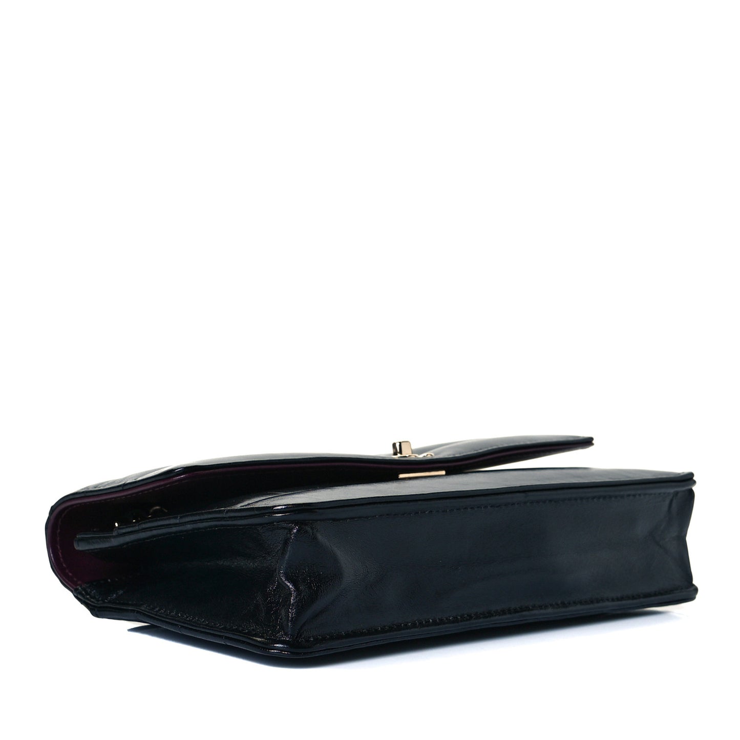 Lambskin Chevron Quilted Wallet On Chain WOC Black