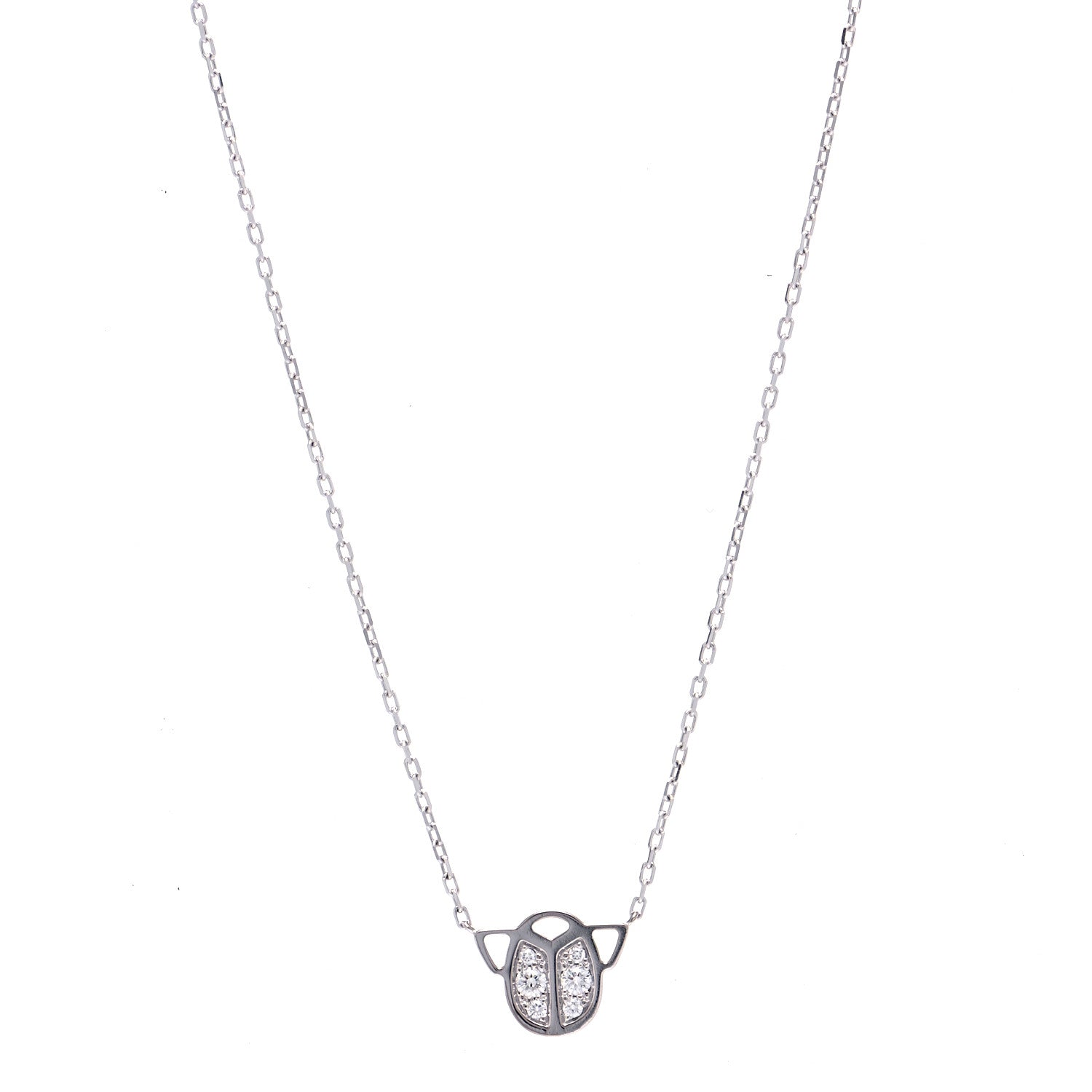 Cartier 18K White Gold Diamond Scarab Necklace 1 of 4