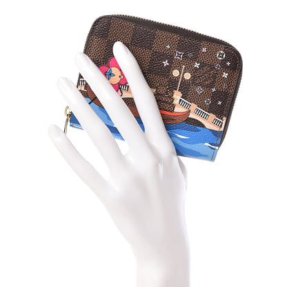 Louis Vuitton Damier Ebene 2019 Christmas Animation Zippy Coin Purse Blue 2 of 8