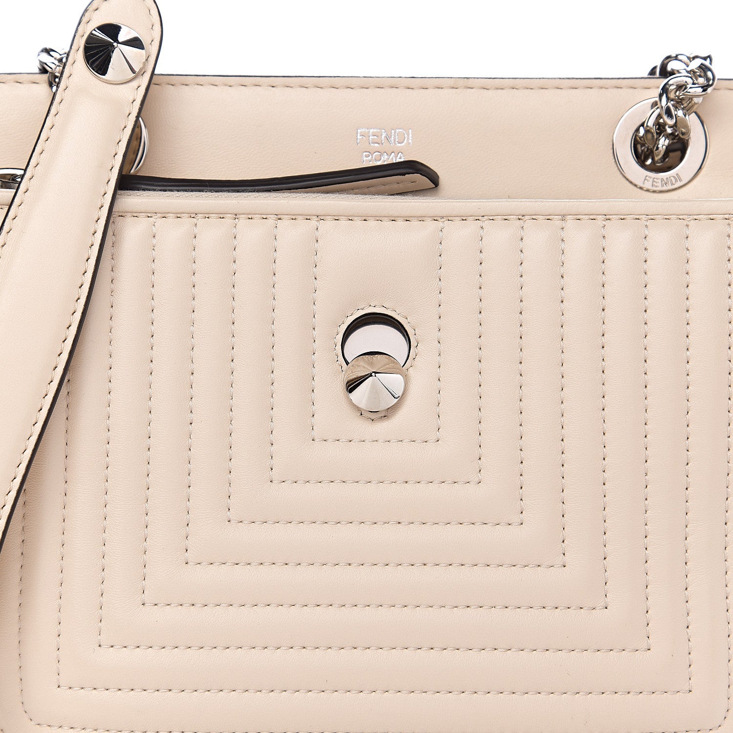 Fendi Shiny Nappa Trapuntata Small DotCom Click Chain Satchel Camelia 8 of 10