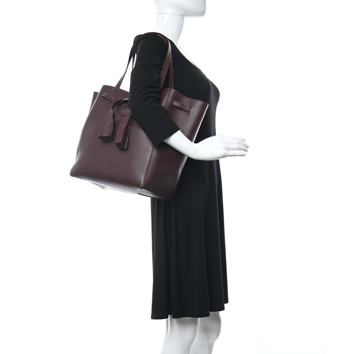 Celine Smooth Calfskin Small Belt Cabas Phantom Burgundy 2 of 13