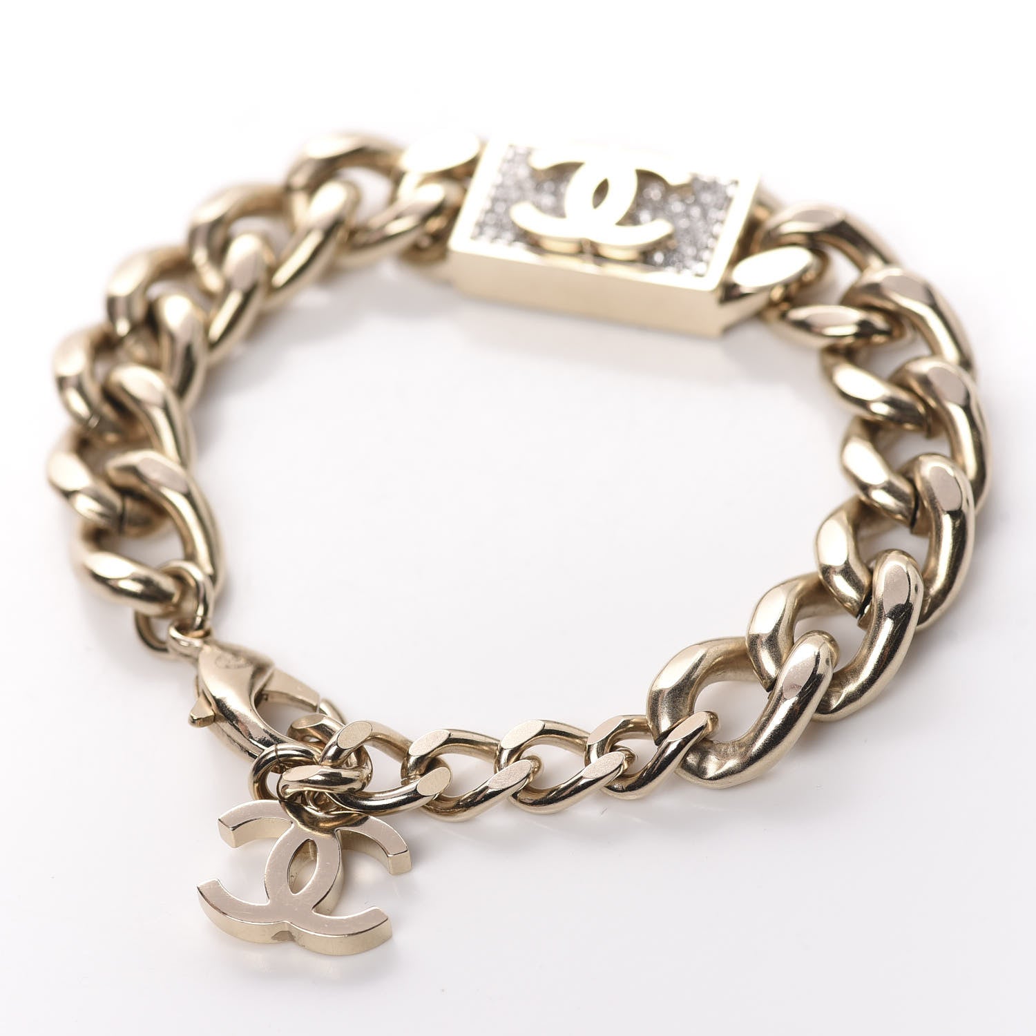 Chanel Crystal Chain CC Bracelet Gold 3 of 5