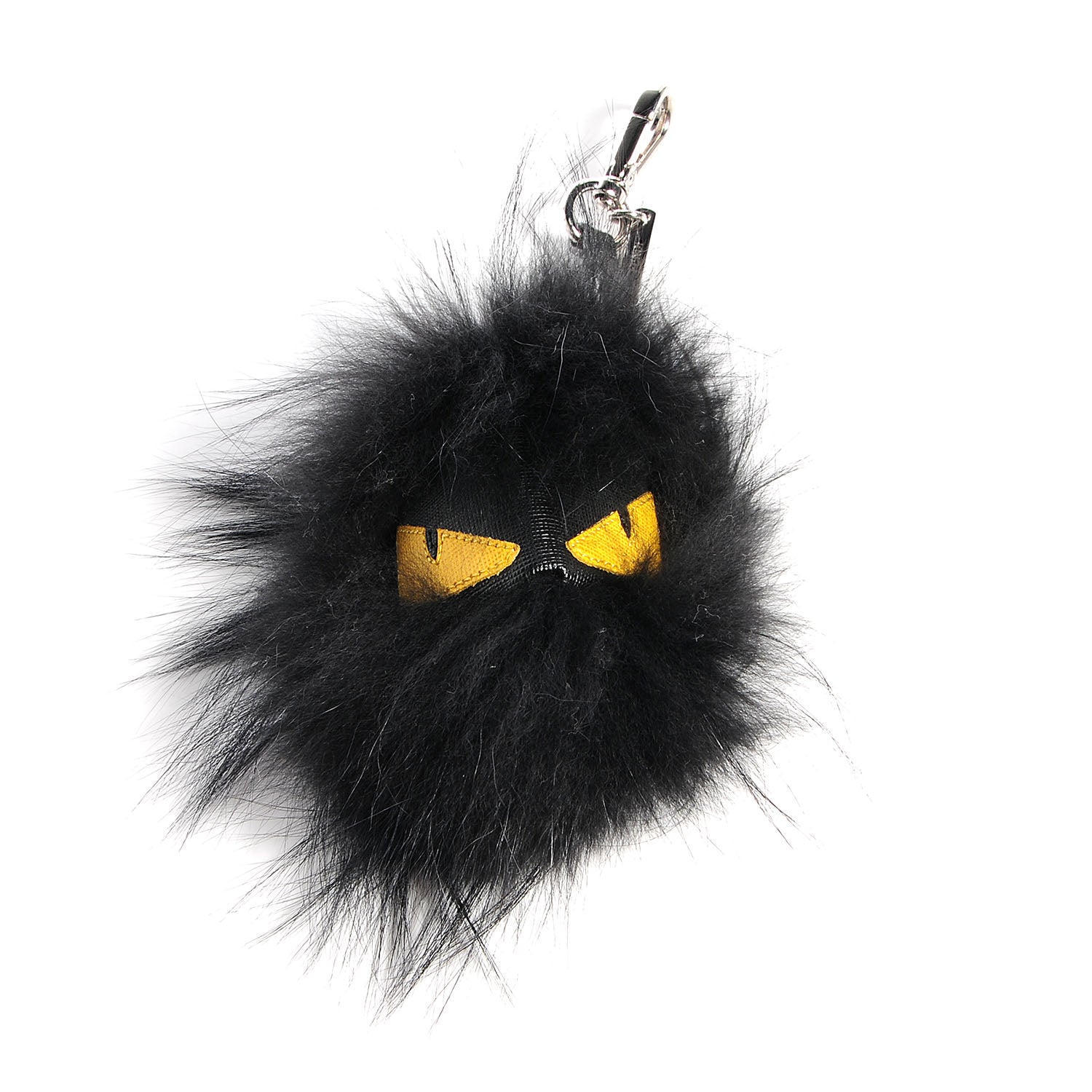 Fendi Vitello Elite Fox Fur Fusto Monster Bag Bug Charm Black Yellow 1 of 4