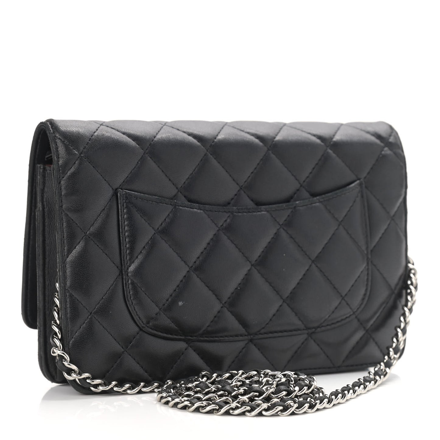 Lambskin Quilted Wallet On Chain WOC Black