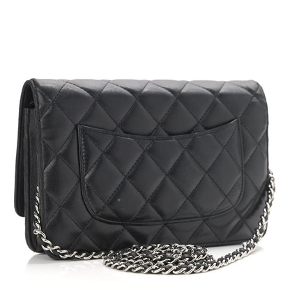 Chanel Lambskin Quilted Wallet On Chain WOC Black 3 of 12