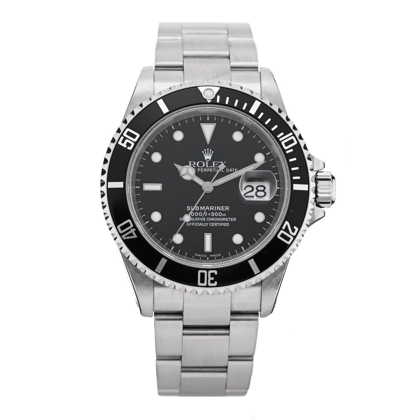 Stainless Steel 40mm Oyster Perpetual Submariner Date Watch Black 16610