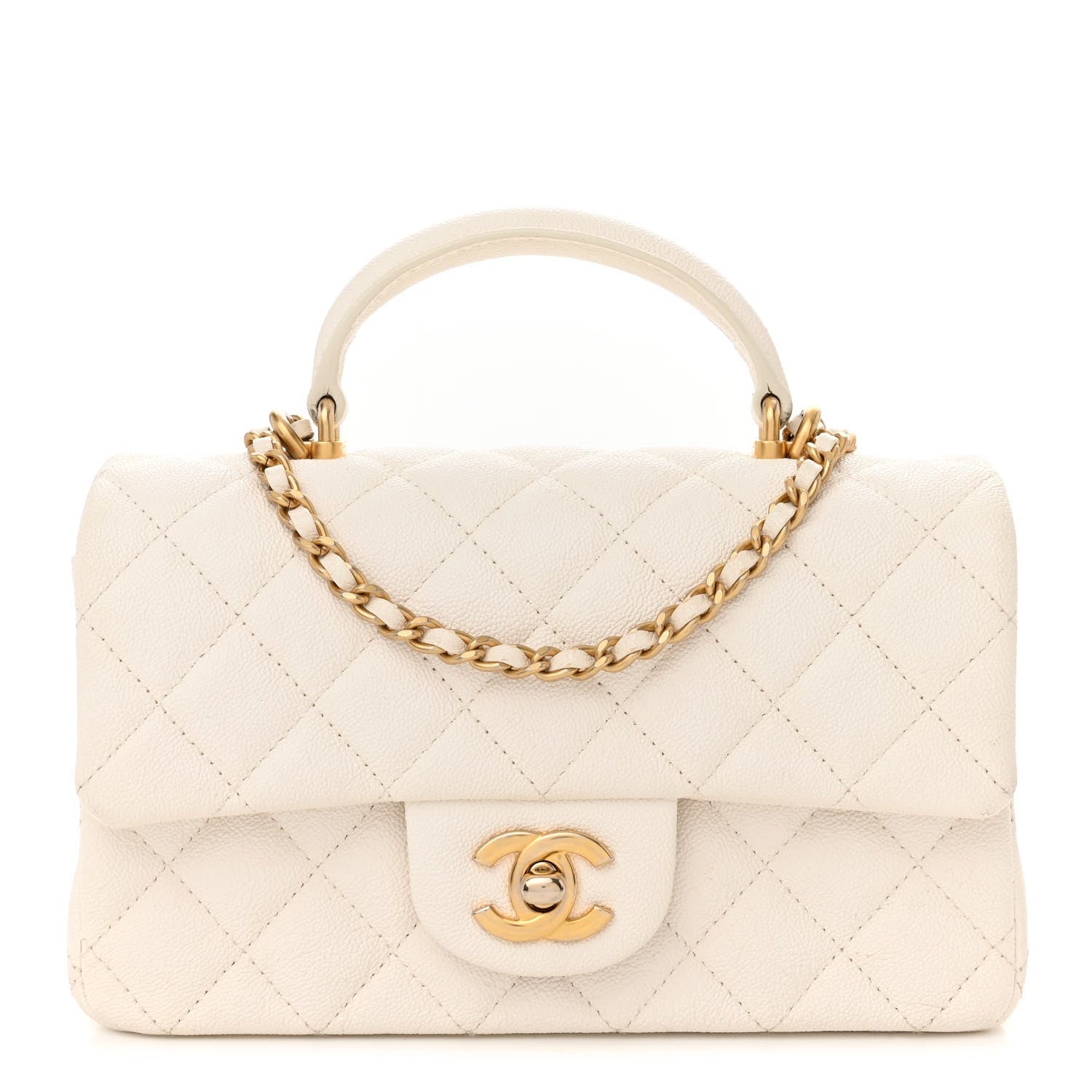 Chanel Caviar Quilted Mini Top Handle Rectangular Flap White 1 of 14