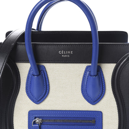 Celine Canvas Smooth Calfskin Nano Tri-Color Luggage Natural Blue 10 of 10
