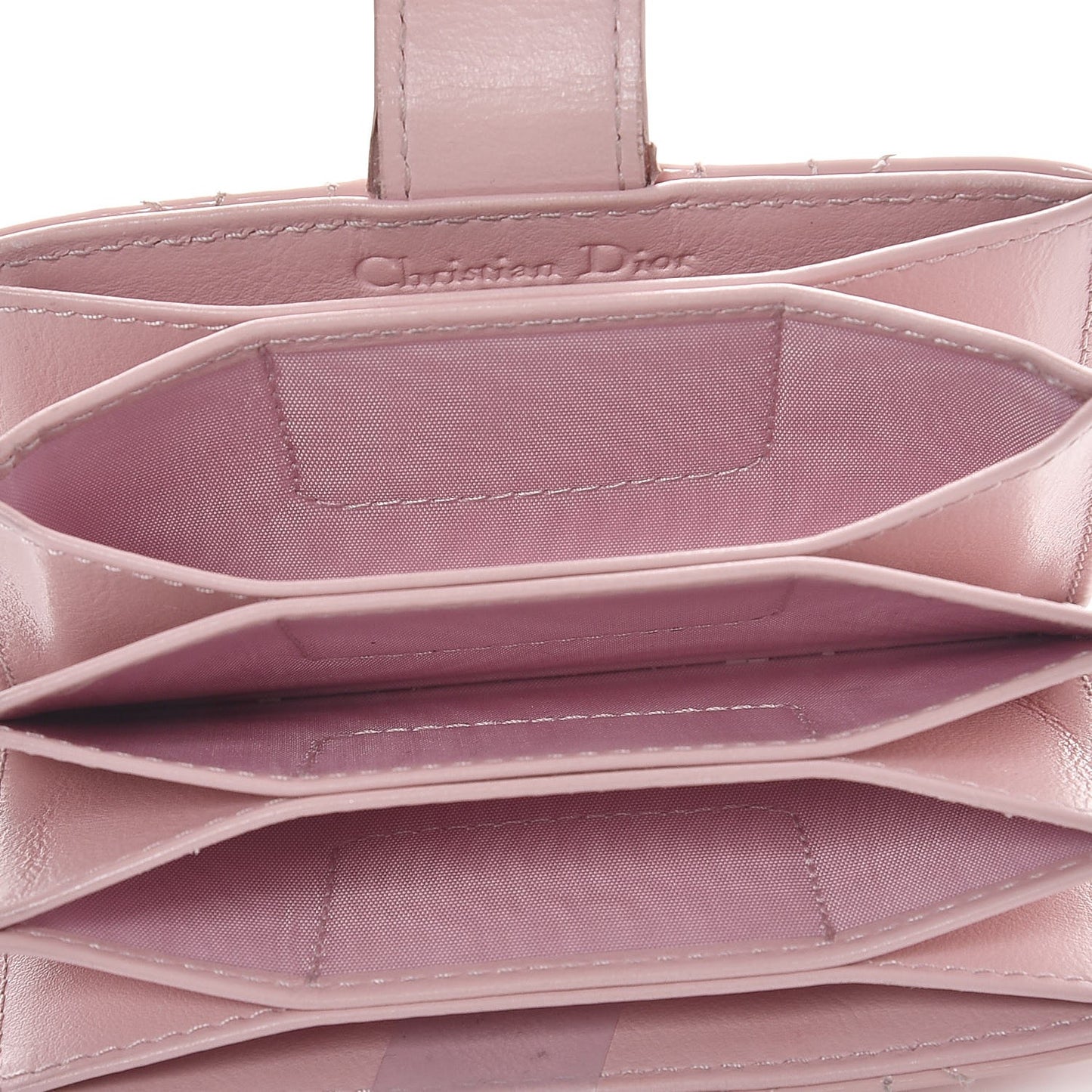 Patent Cannage Lady Dior 5-Gusset Card Holder Pink