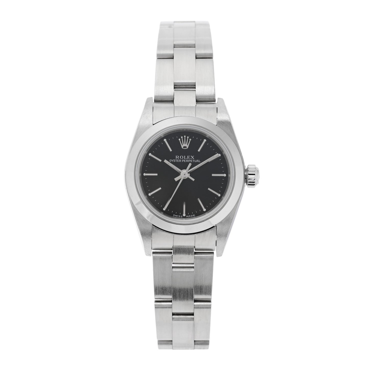 Stainless Steel 24mm Oyster Perpetual Watch Black 76080