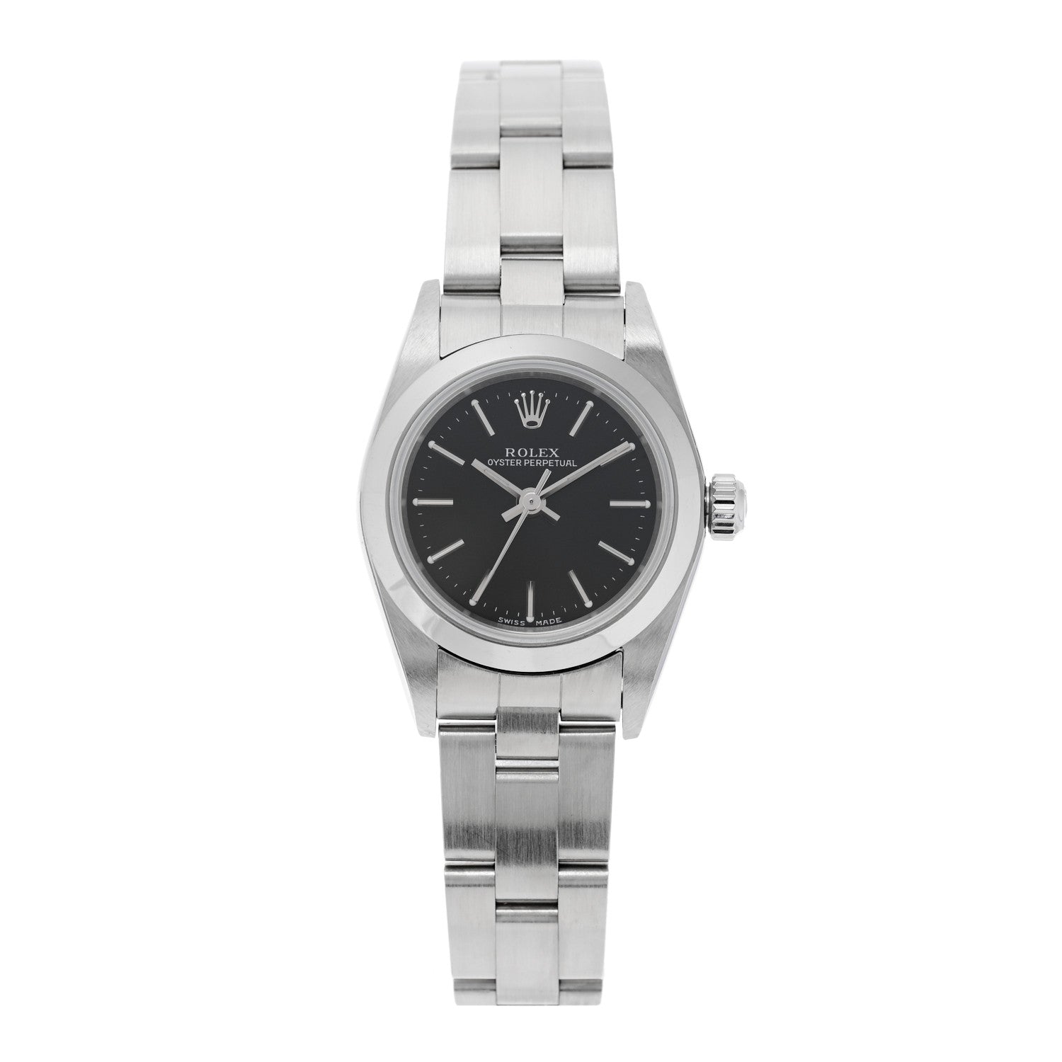 Rolex Stainless Steel 24mm Oyster Perpetual Watch Black 76080 1 of 4