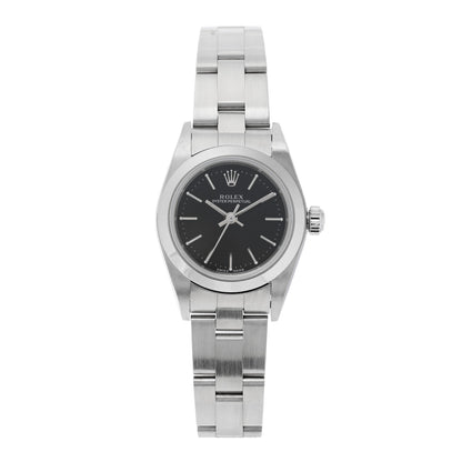 Rolex Stainless Steel 24mm Oyster Perpetual Watch Black 76080 1 of 4