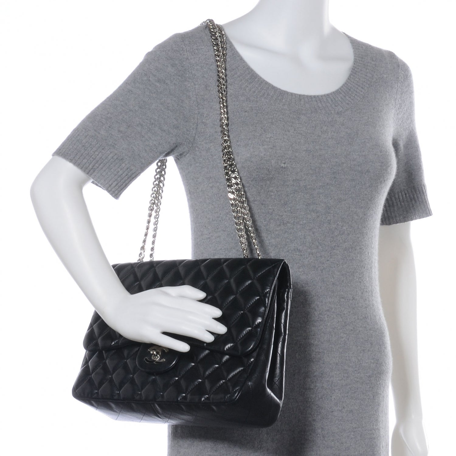 Chanel Lambskin Jumbo Flap w Bijoux Chain Black 2 of 8