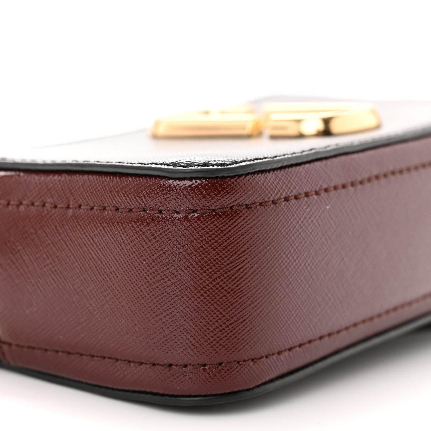 Saffiano Snapshot Camera Bag Black Red Multi