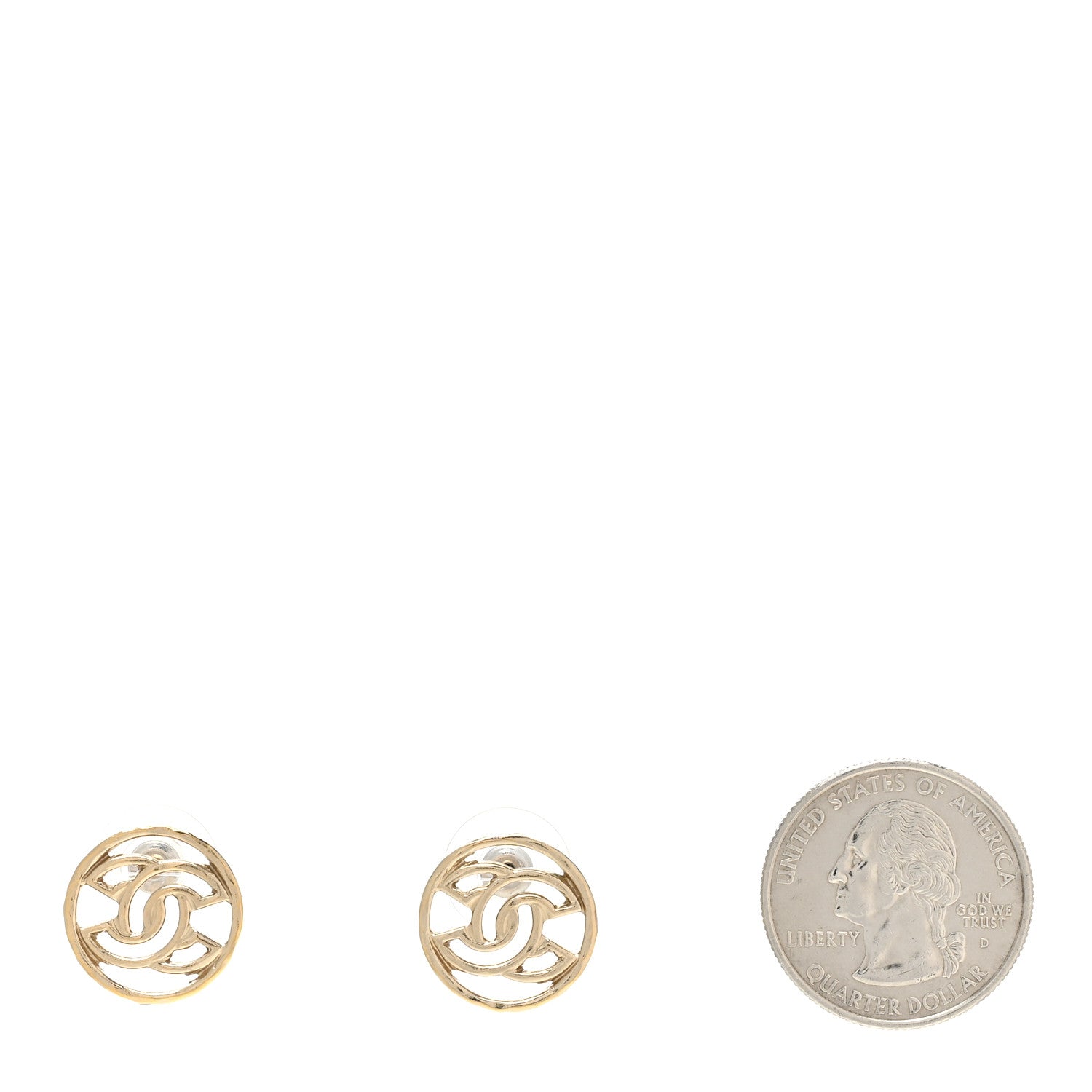 Chanel Metal CC Round Earrings Gold 2 of 5