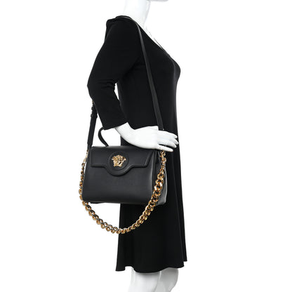 Versace Calfskin Medium La Medusa Top Handle Handbag Black 2 of 11
