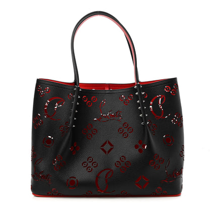 Christian Louboutin Calfskin Loubinthesky Small Perforated Cabarock Spikes Tote Black 1 of 7