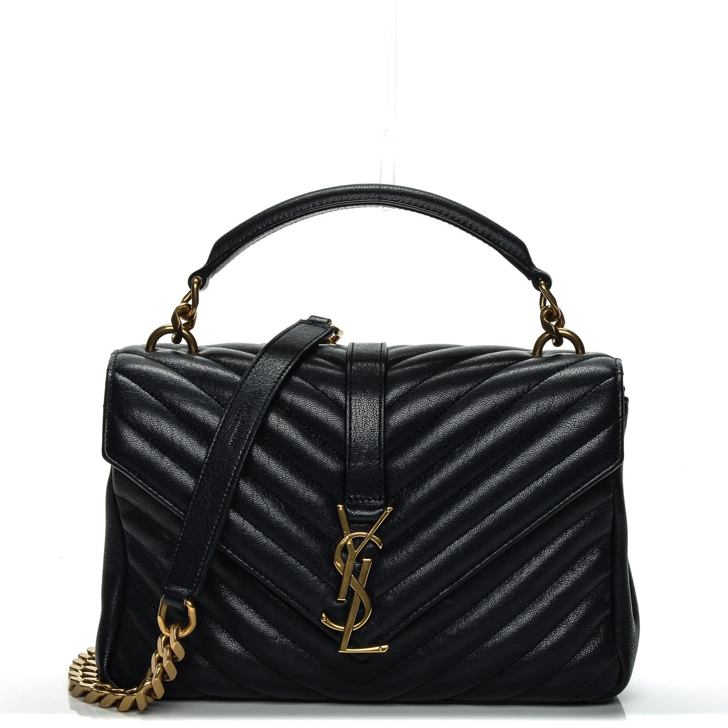 Sheepskin Matelasse Medium College Monogram Bag Navy Blue