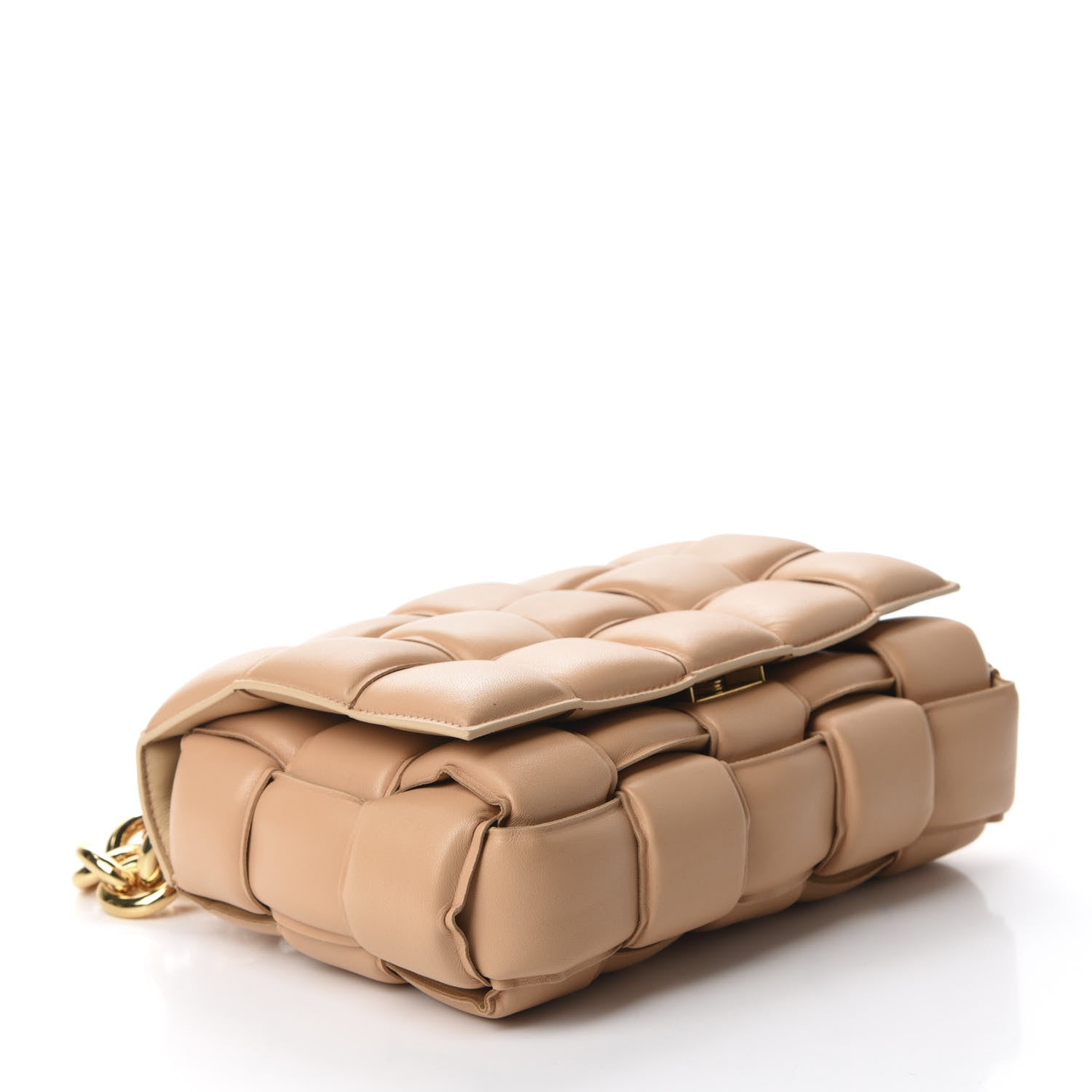 Bottega Veneta Lambskin Maxi Intreccio Padded Chain Cassette Crossbody Bag Almond 4 of 9
