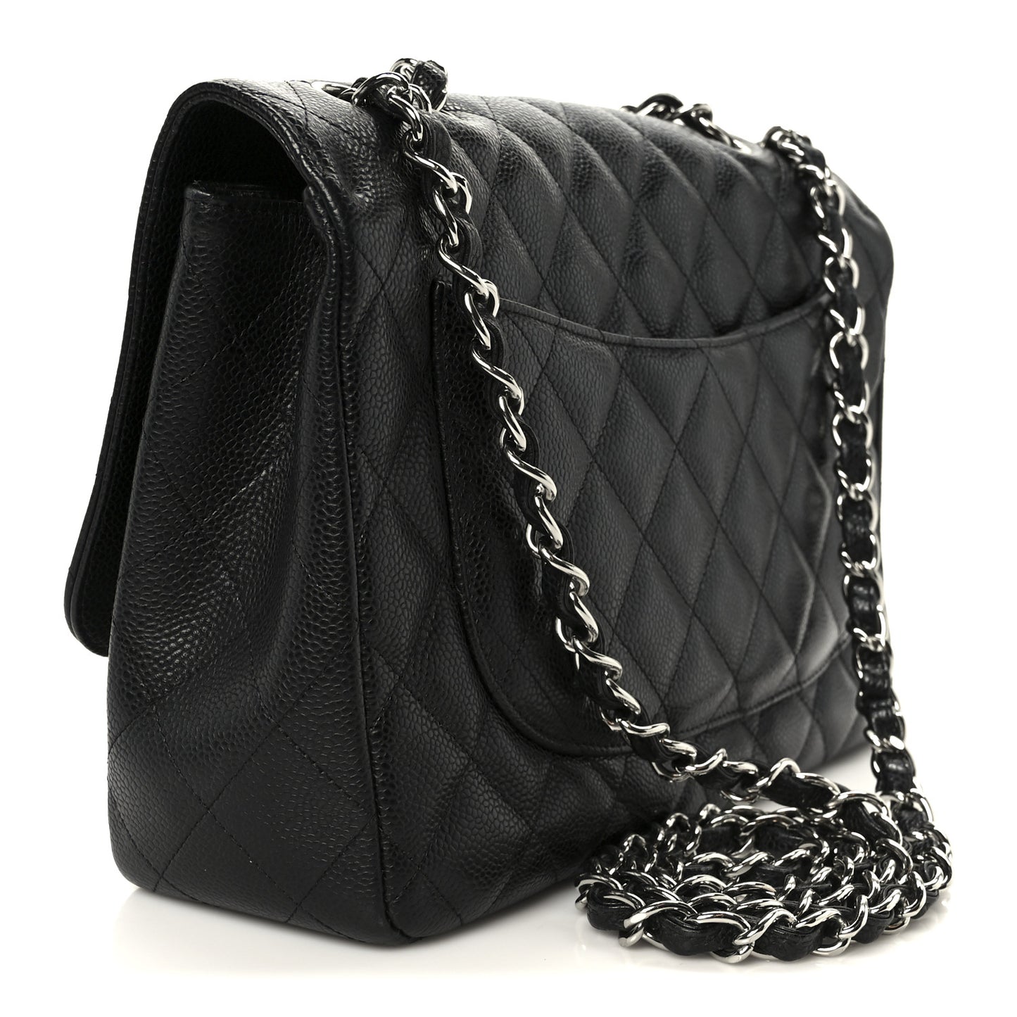 Caviar Quilted Jumbo Double Flap Black