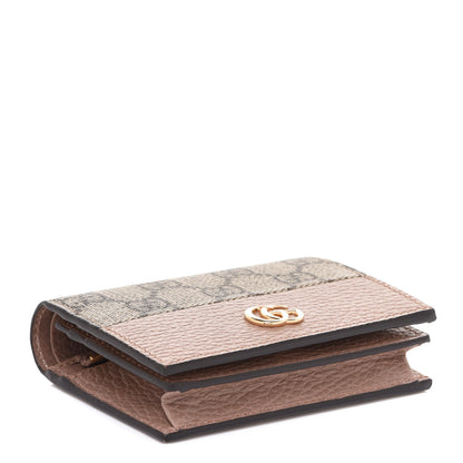 Gucci Dollar Calfskin GG Supreme Monogram GG Marmont Card Case Porcelain Rose Beige Ebony 4 of 7