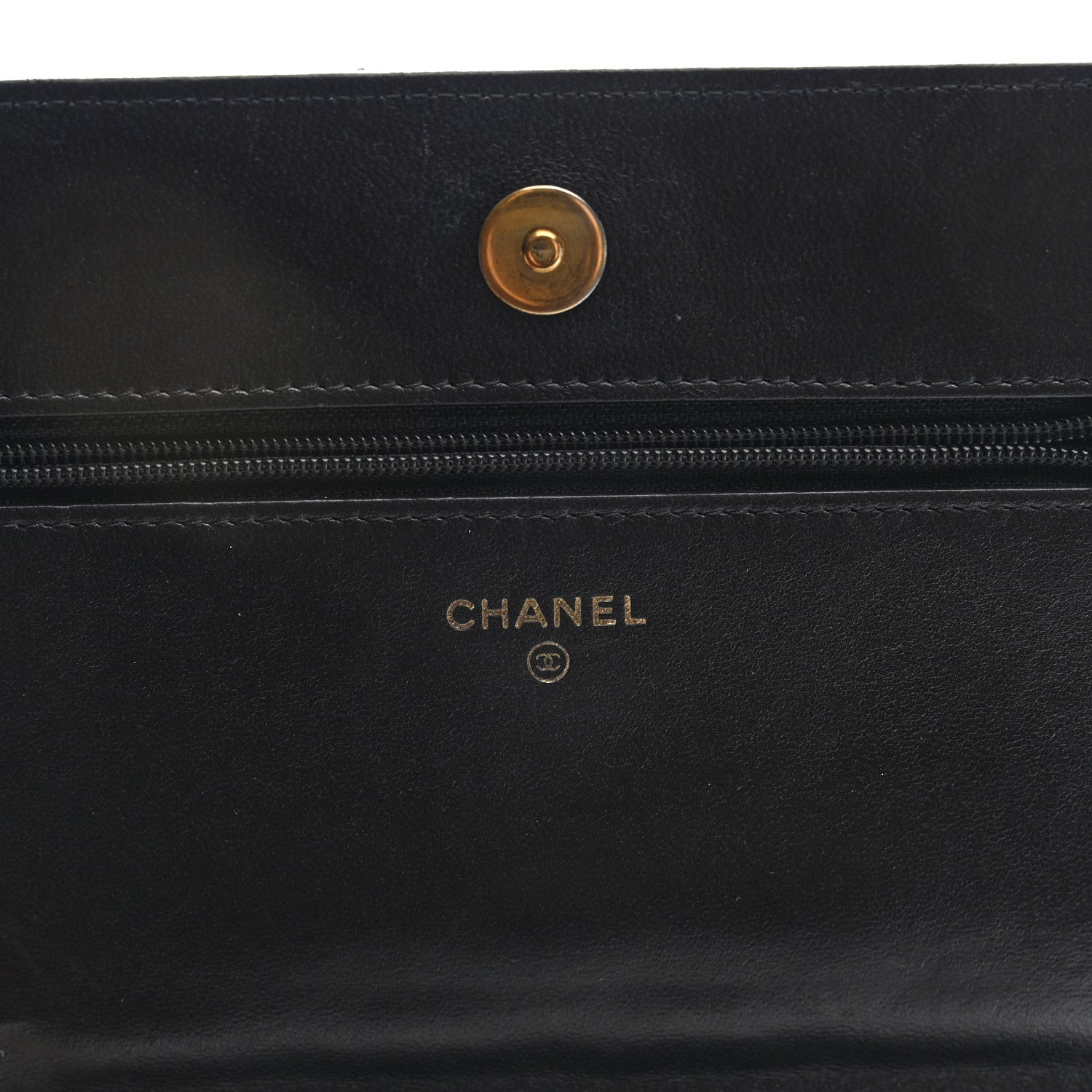 Chanel Lambskin Quilted Wallet On Chain WOC Black Gold 7 of 11
