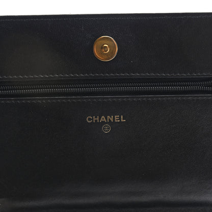 Chanel Lambskin Quilted Wallet On Chain WOC Black Gold 7 of 11