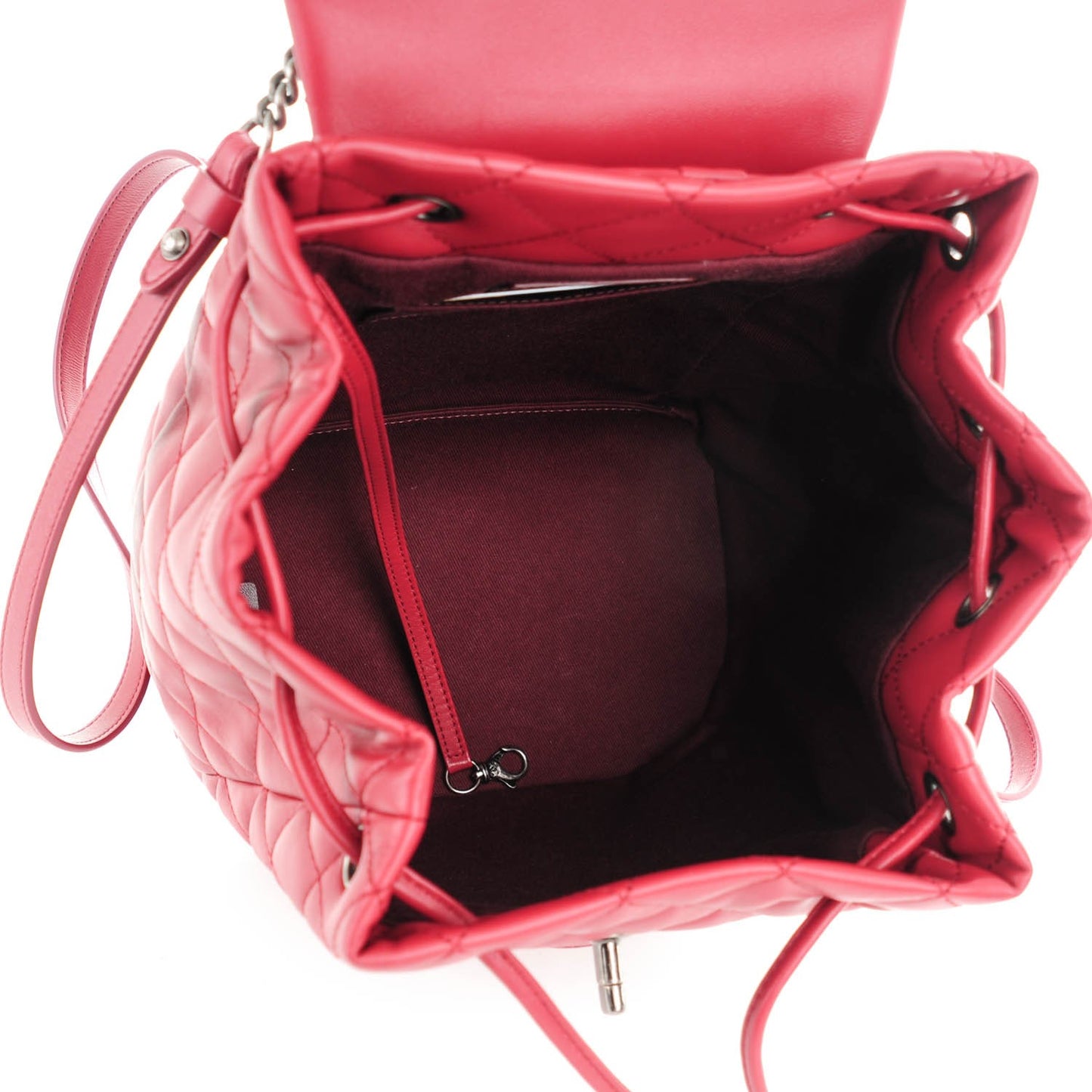 Lambskin Quilted Daily Supple Backpack Dark Red