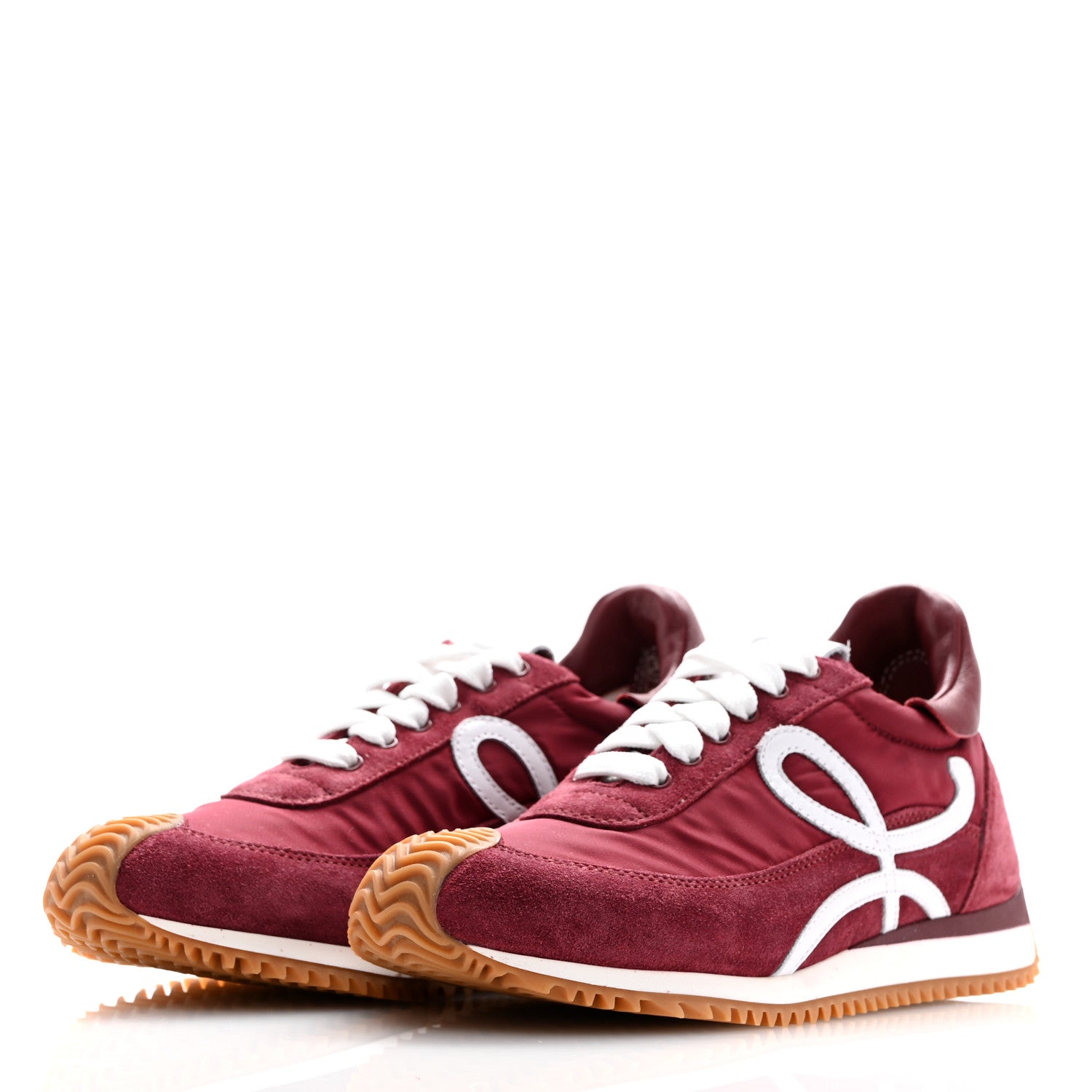 Loewe Nylon Suede Flow Runners Sneakers 35 Burgundy White 1630054