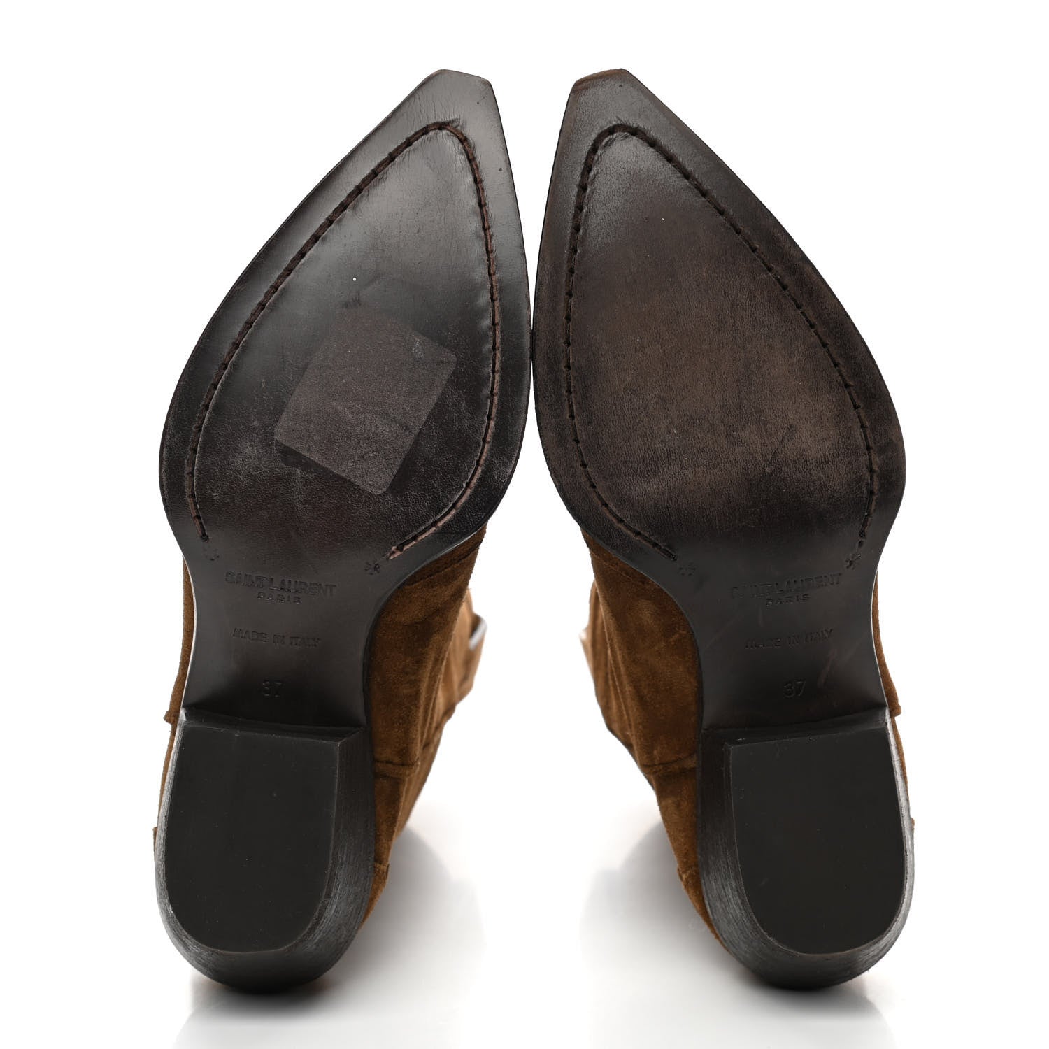 Saint Laurent Suede Houston Cowboy Boots 37 Brown 5 of 10