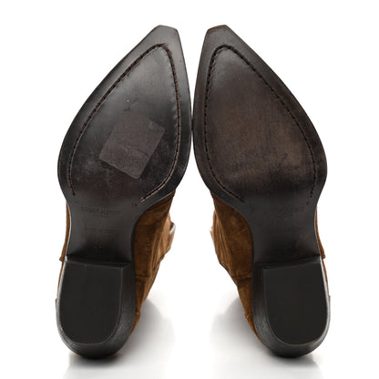 Saint Laurent Suede Houston Cowboy Boots 37 Brown 5 of 10